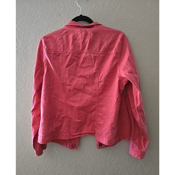 Maurices Pink Lightweight Snap Button Front Biker Military Jacket Womans Size 0x - Picture 2 of 4